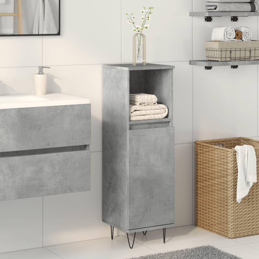 Concrete Grey Bathroom Cabinet 30x30x100 cm - Engineered Wood