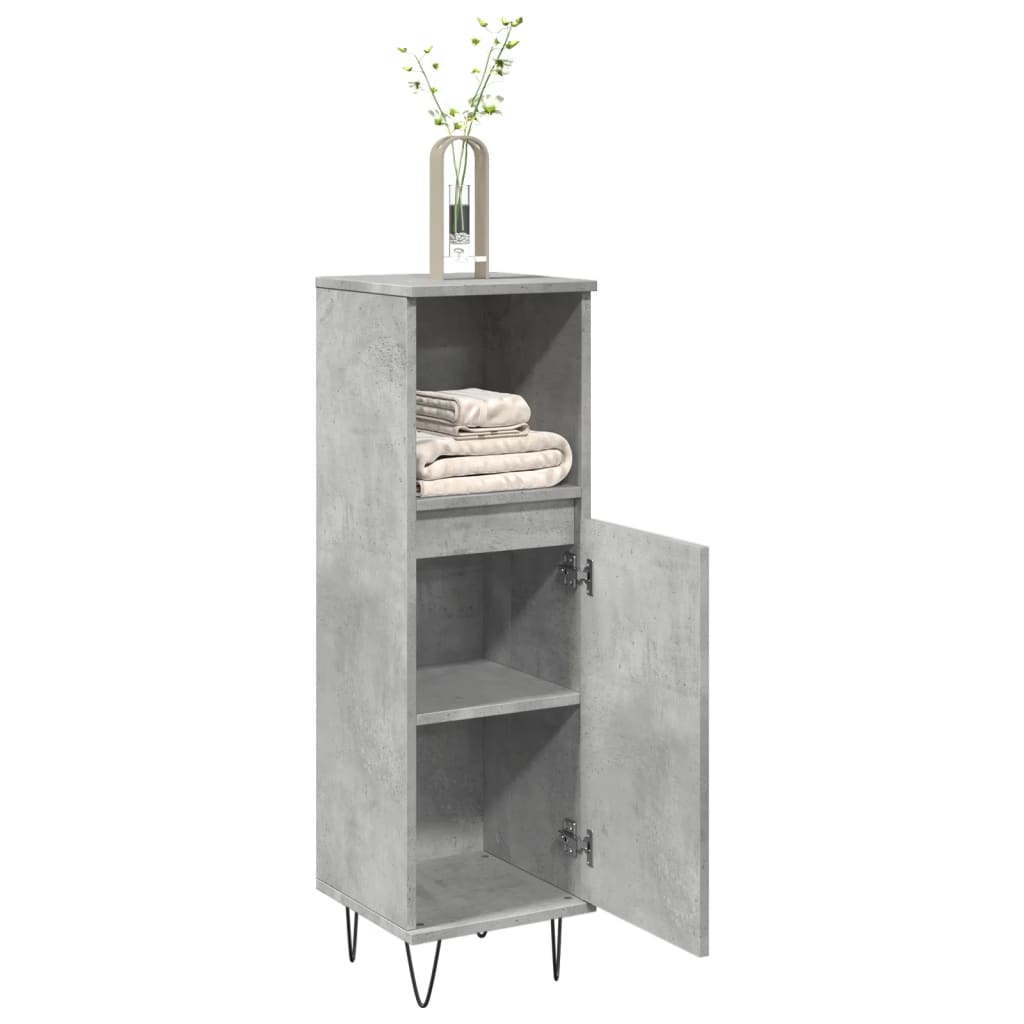 Concrete Grey Bathroom Cabinet 30x30x100 cm - Engineered Wood