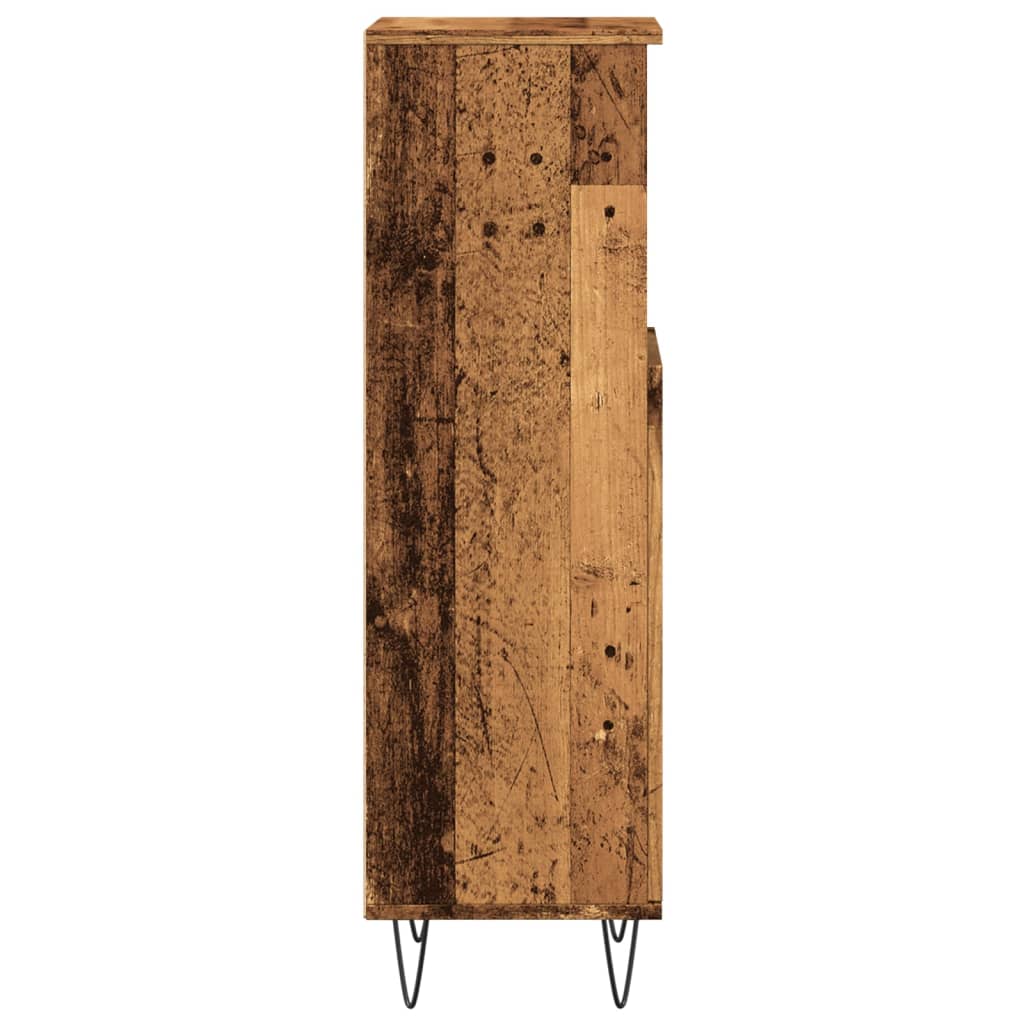 Rustic Bathroom Cabinet, Old Wood Finish, 30x30x100 cm, Engineered Wood