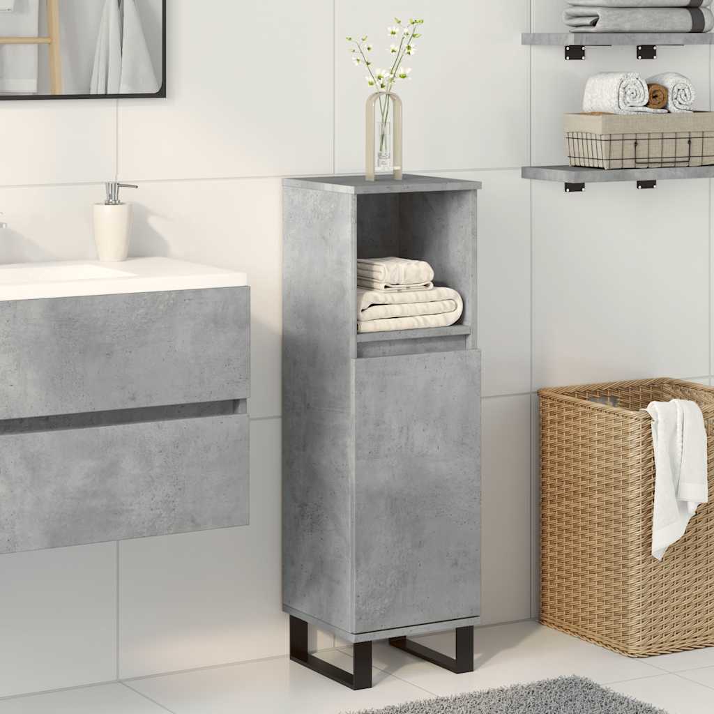 Concrete Grey Bathroom Cabinet, Engineered Wood, 30x30x100 cm