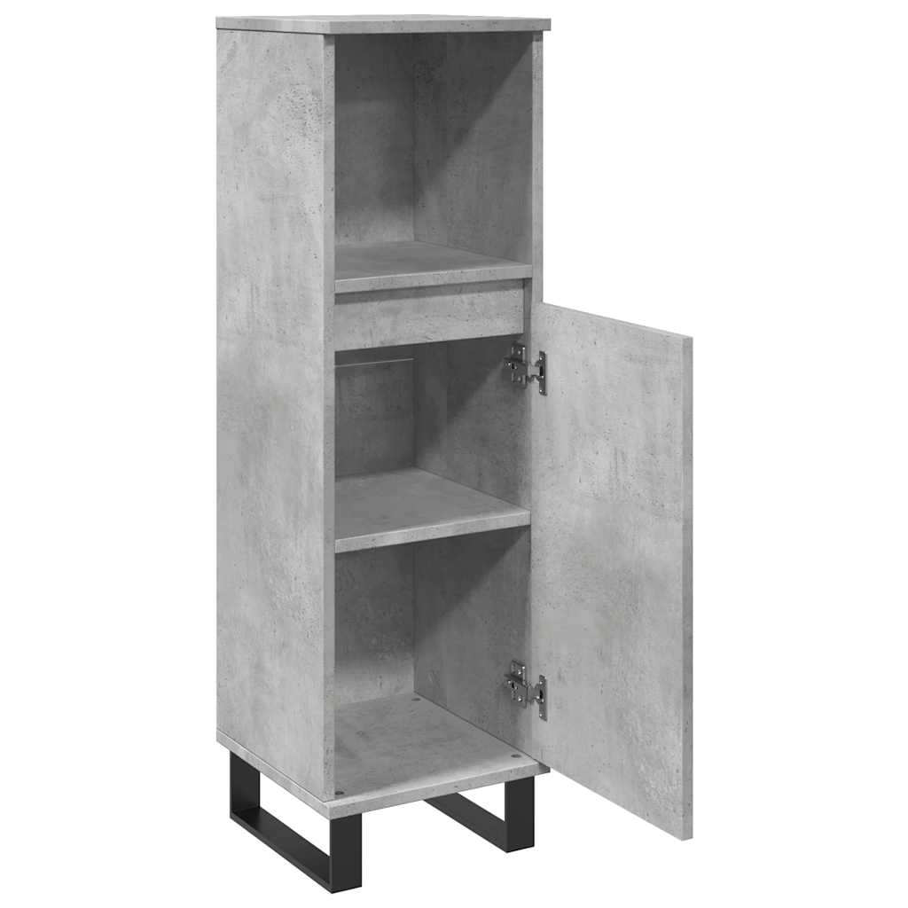 Concrete Grey Bathroom Cabinet, Engineered Wood, 30x30x100 cm