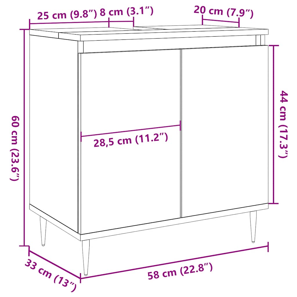 Concrete Grey Bathroom Cabinet 58x33x60 cm - Engineered Wood