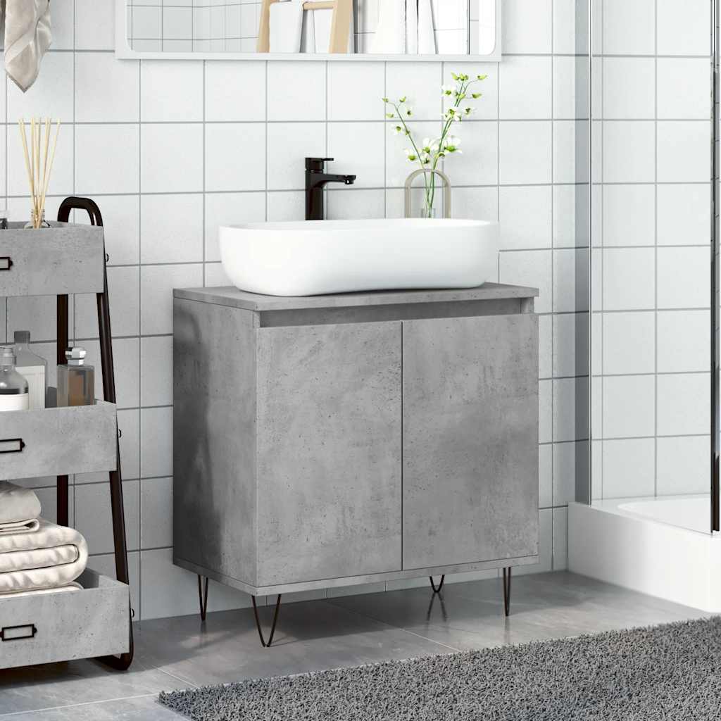 Concrete Grey Bathroom Cabinet, Engineered Wood, 58x33x60 cm