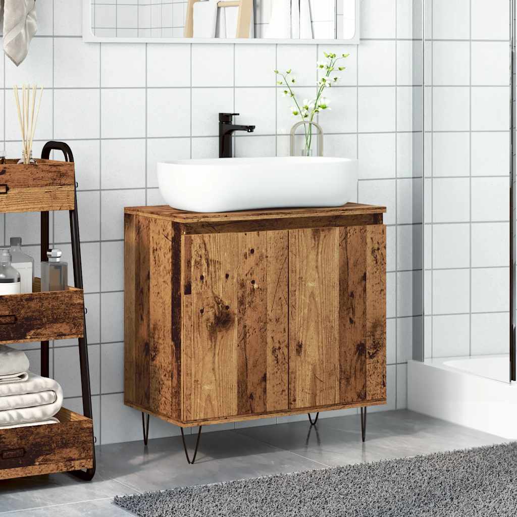 Rustic Engineered Wood Bathroom Cabinet 58x33x60 cm