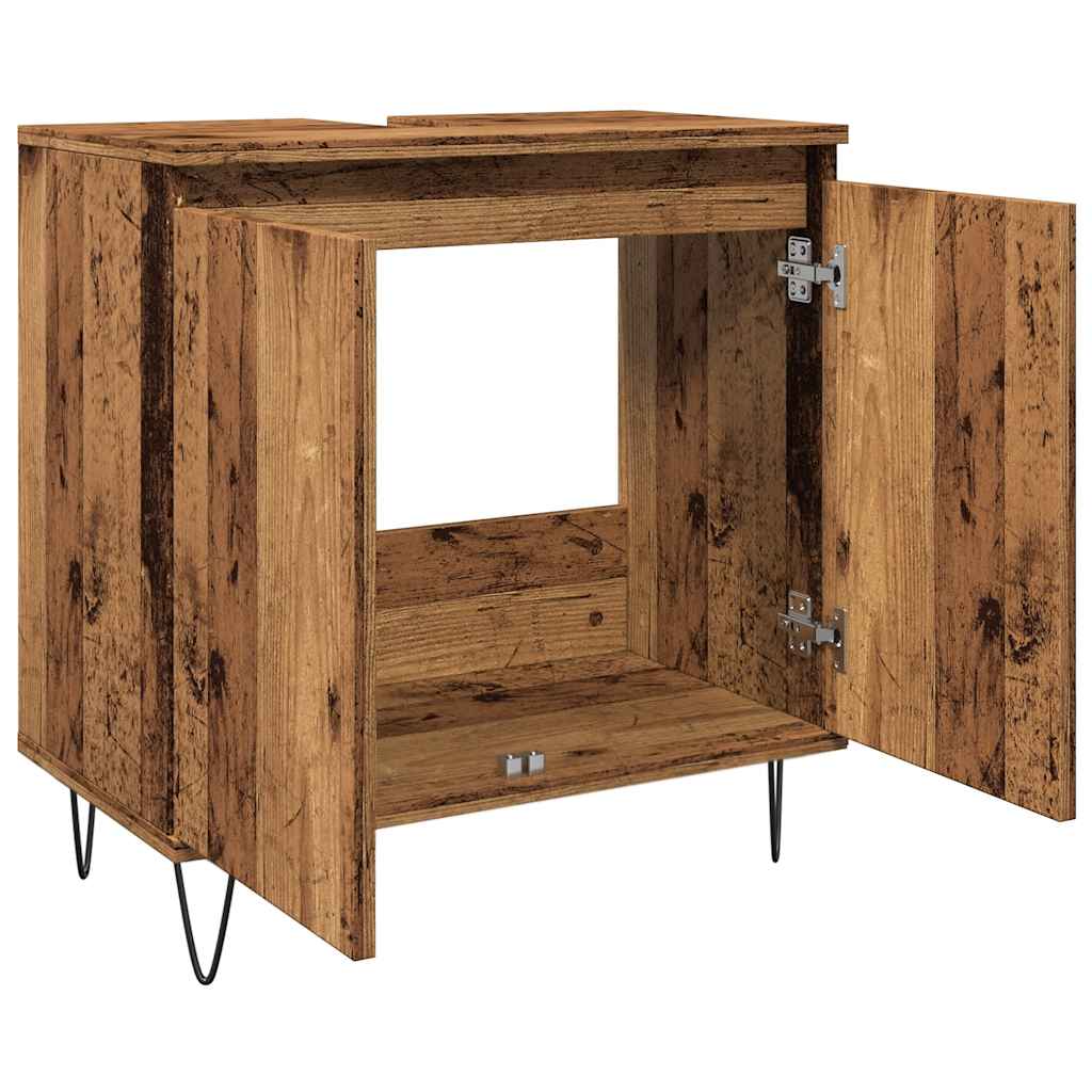 Rustic Engineered Wood Bathroom Cabinet 58x33x60 cm