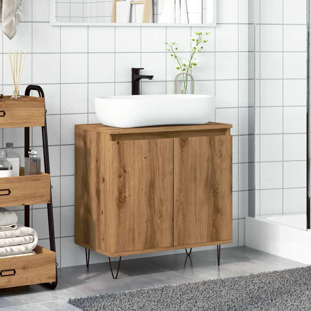 Artisan Oak Bathroom Cabinet, Engineered Wood, 58x33x60 cm