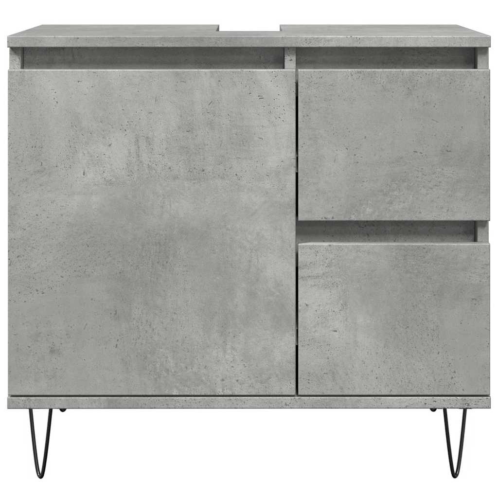 Concrete Oak Sink Cabinet 65x33x60 cm - Engineered Wood Finish