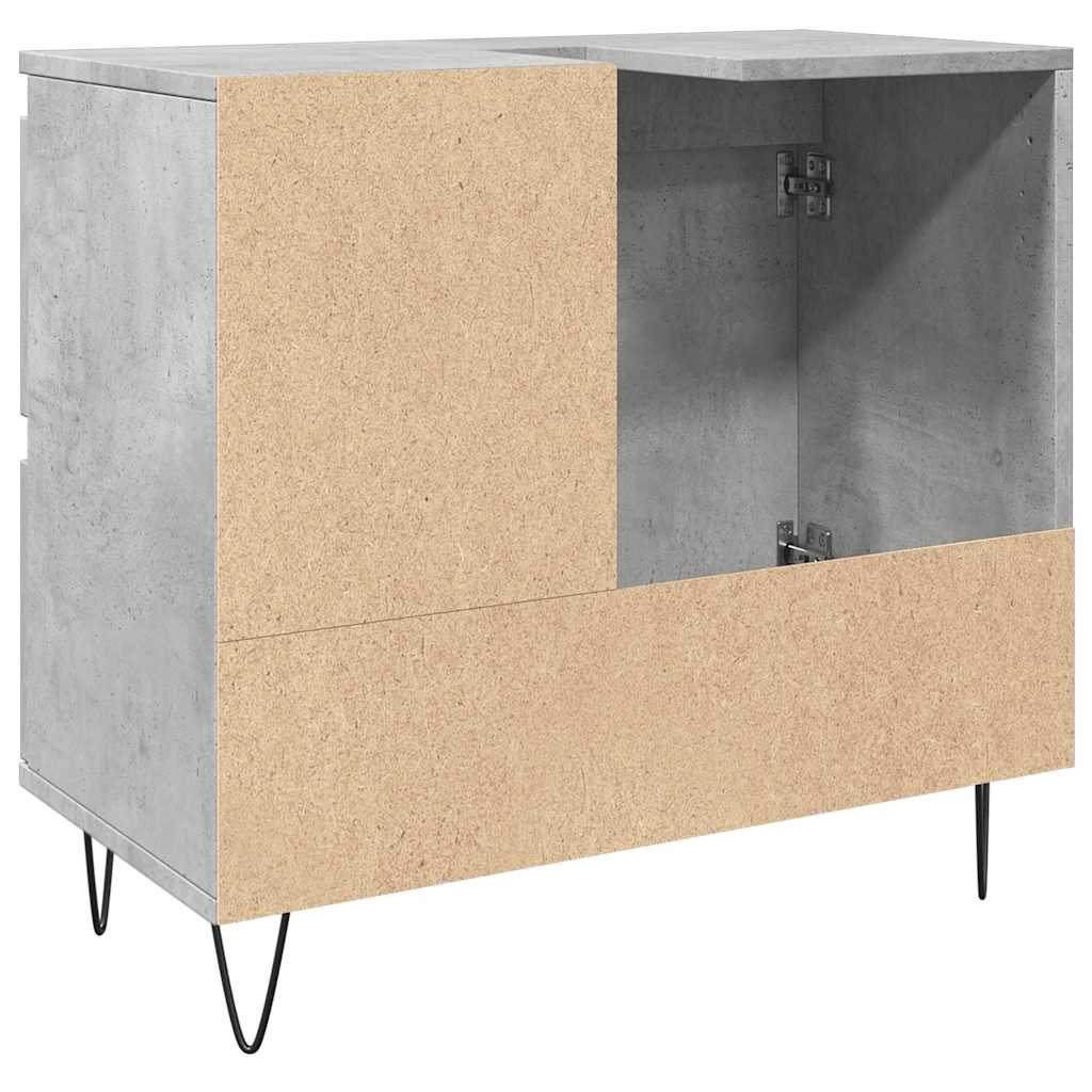 Concrete Oak Sink Cabinet 65x33x60 cm - Engineered Wood Finish