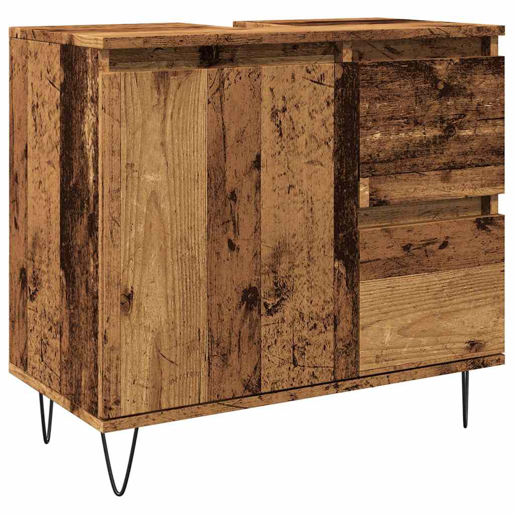 Rustic Engineered Wood Sink Cabinet, 65x33x60 cm - Vintage Charm