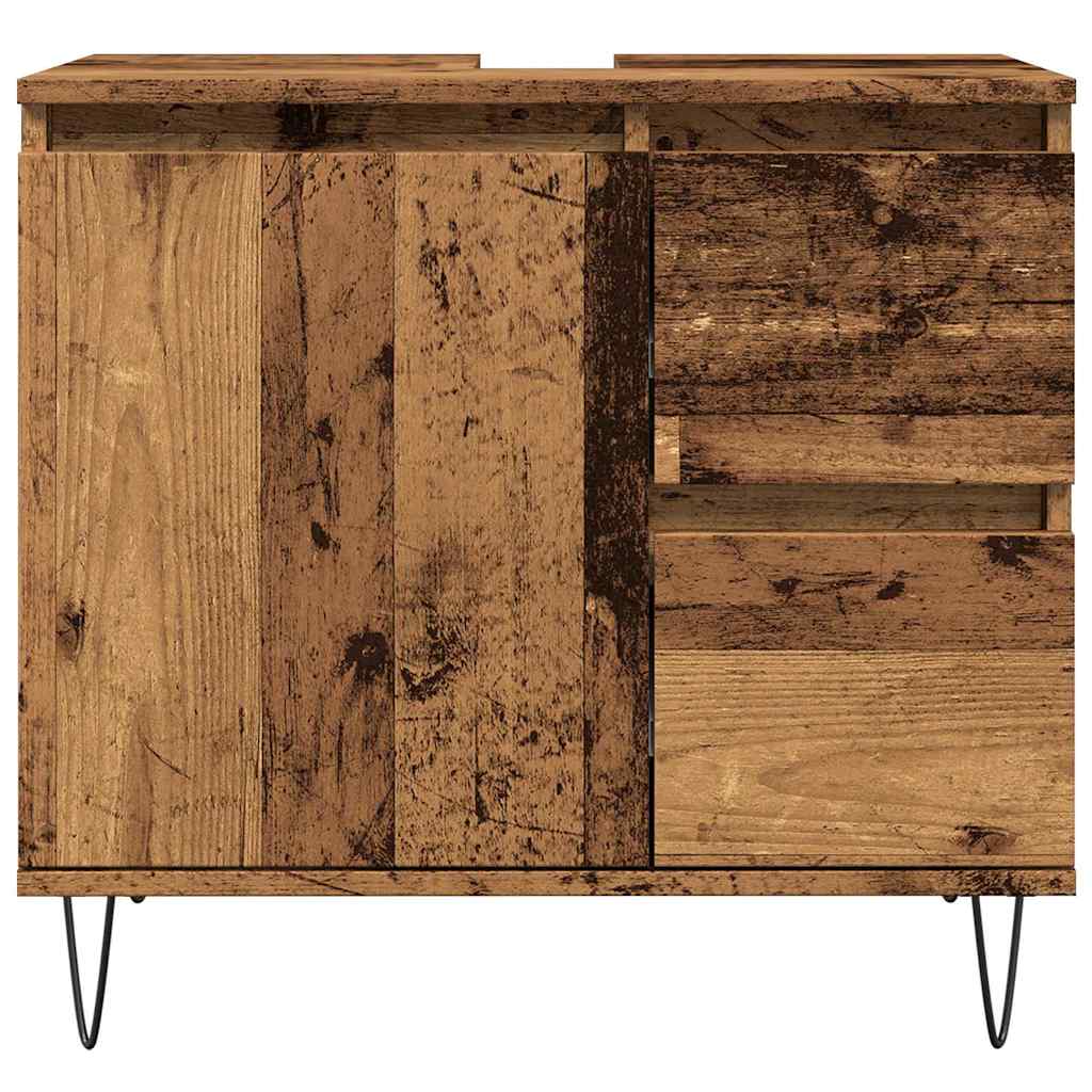 Rustic Engineered Wood Sink Cabinet, 65x33x60 cm - Vintage Charm