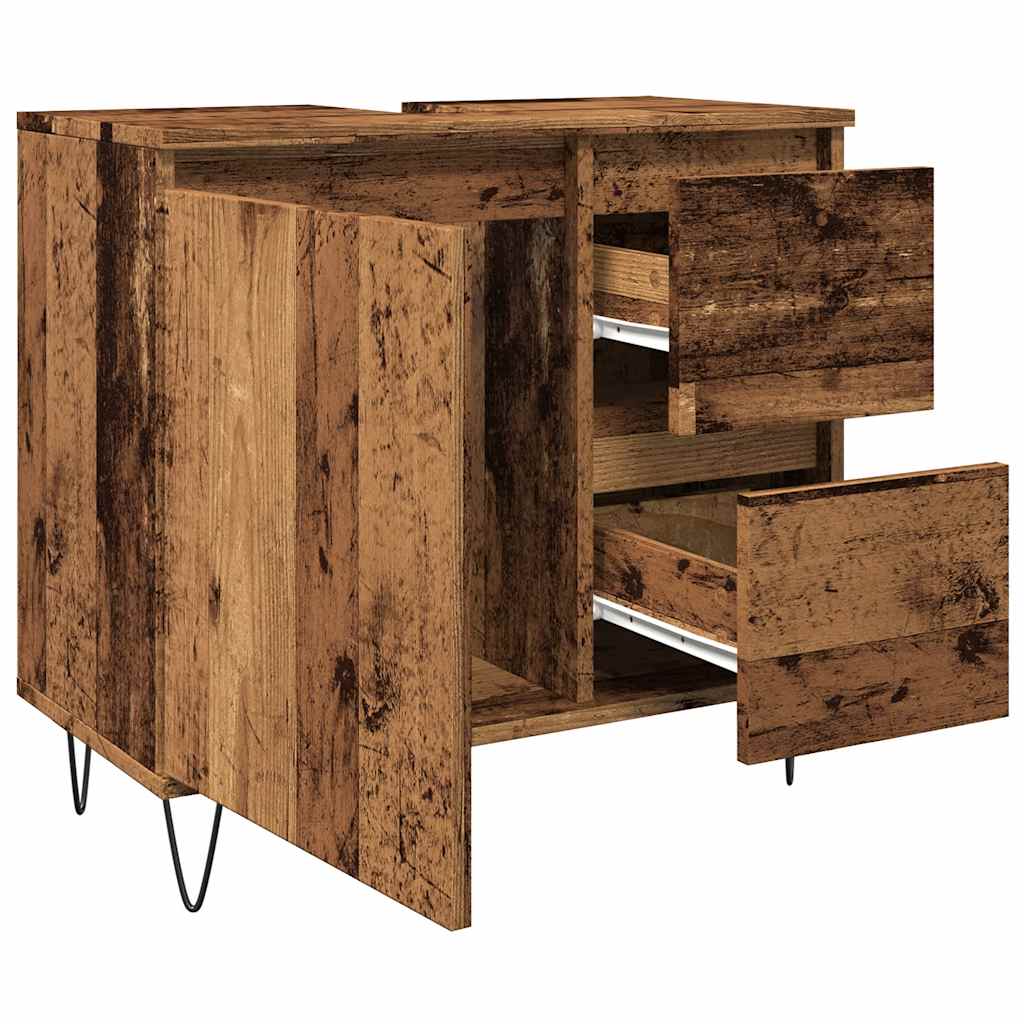 Rustic Engineered Wood Sink Cabinet, 65x33x60 cm - Vintage Charm
