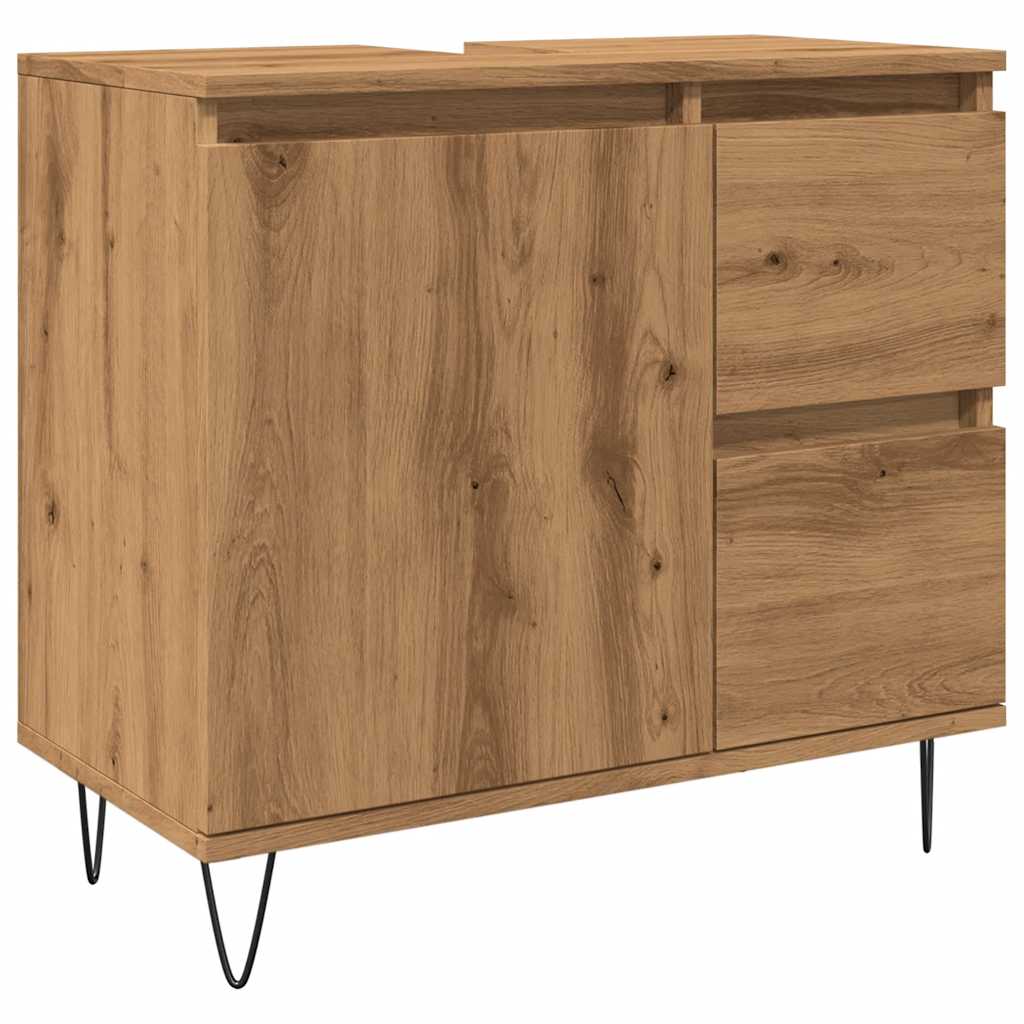 Artisan Oak Sink Cabinet, 65x33x60 cm, Engineered Wood