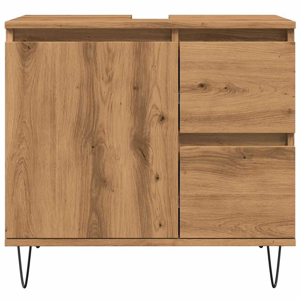 Artisan Oak Sink Cabinet, 65x33x60 cm, Engineered Wood