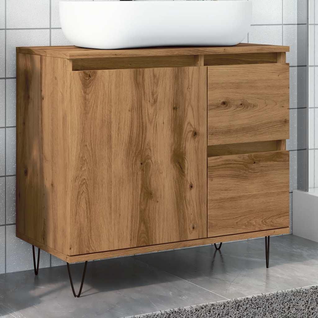 Artisan Oak Sink Cabinet, 65x33x60 cm, Engineered Wood