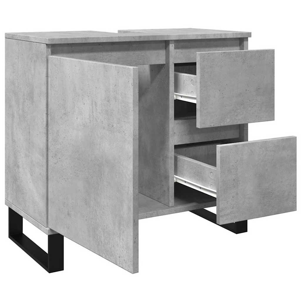 Concrete Grey Bathroom Sink Cabinet, Engineered Wood, 65x33x60 cm