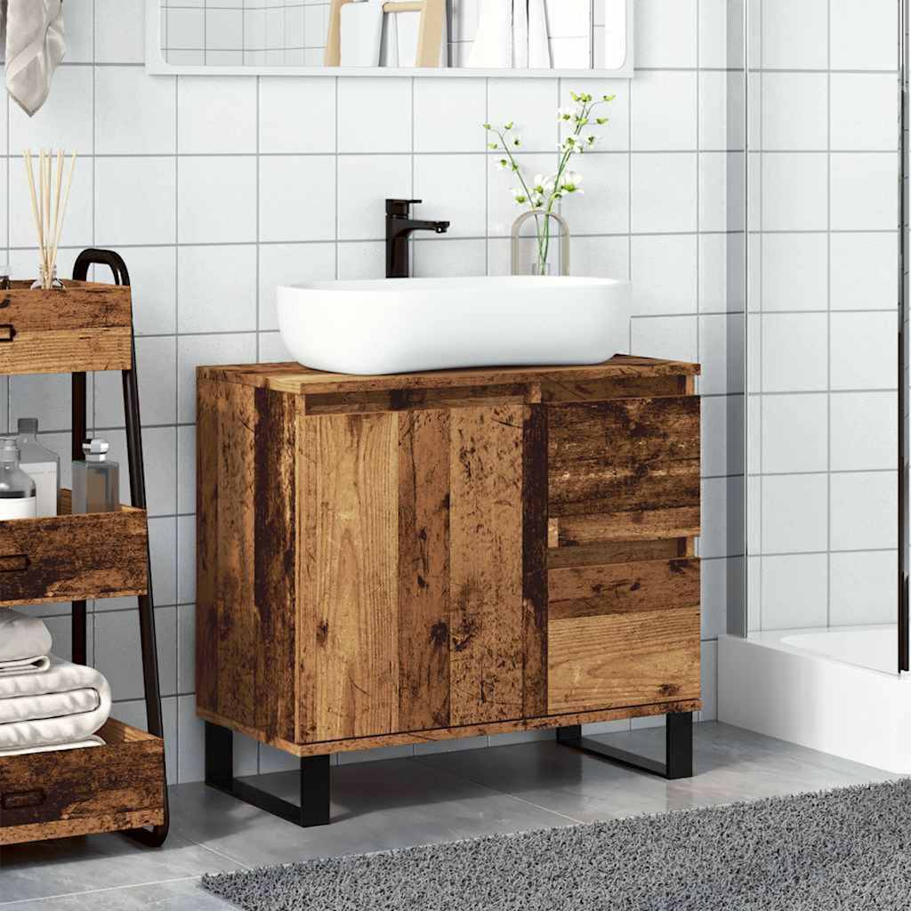 Rustic Engineered Wood Bathroom Sink Cabinet, 65x33x60 cm