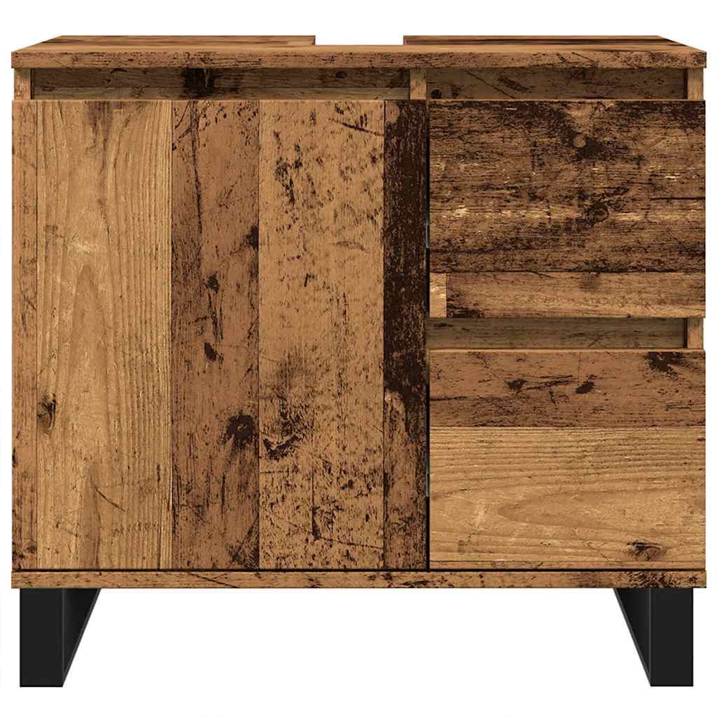 Rustic Engineered Wood Bathroom Sink Cabinet, 65x33x60 cm