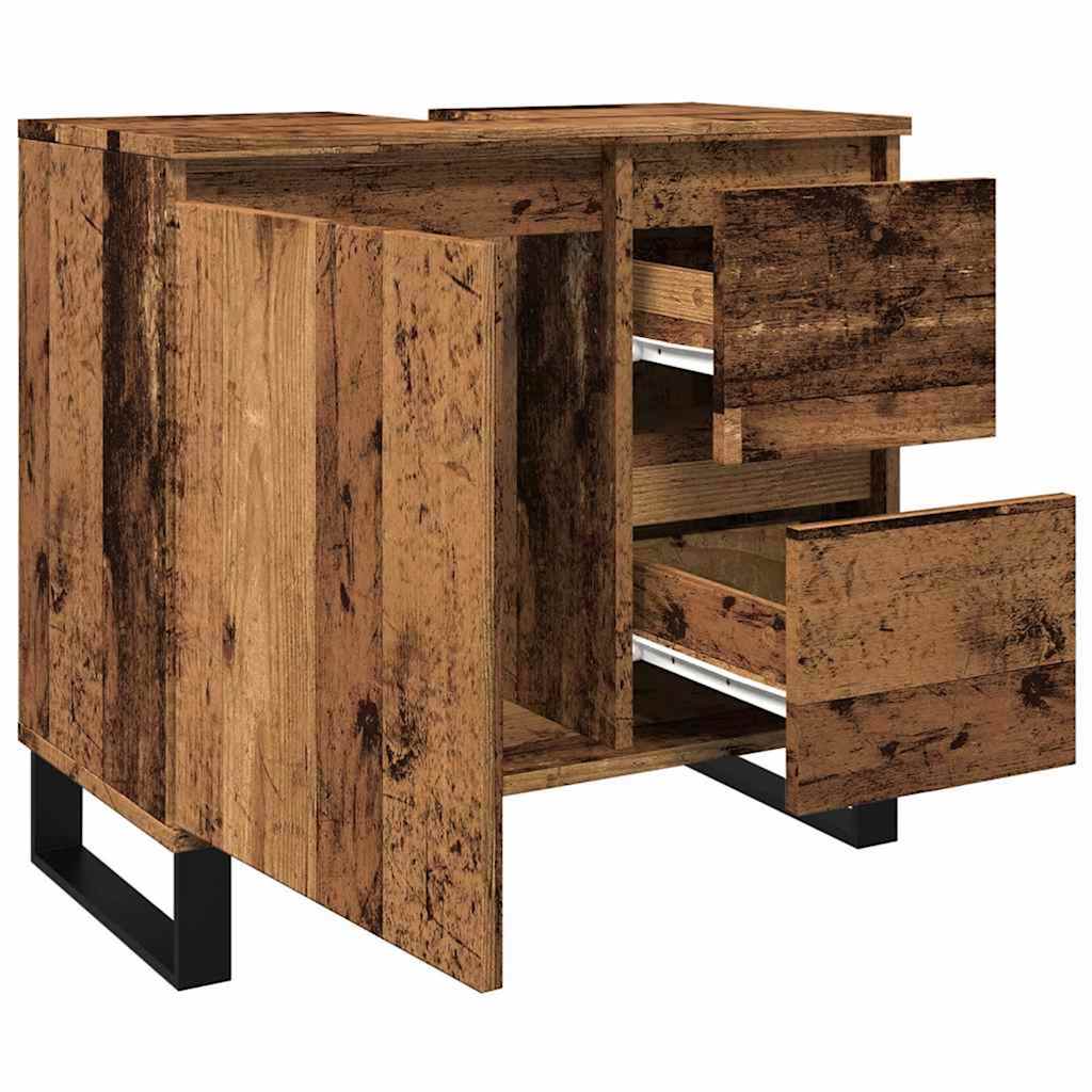 Rustic Engineered Wood Bathroom Sink Cabinet, 65x33x60 cm