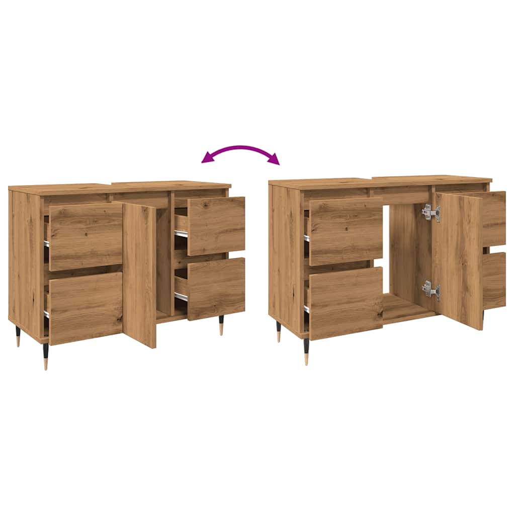Bathroom Cabinet Artisan Oak 80x33x60 cm Engineered Wood
