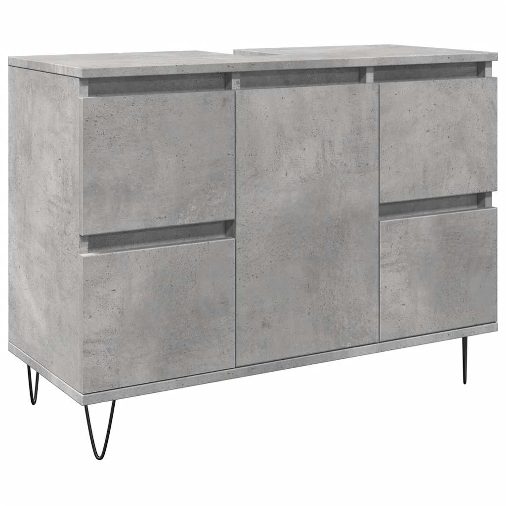 Concrete Grey Bathroom Cabinet, 80x33x60 cm, Engineered Wood