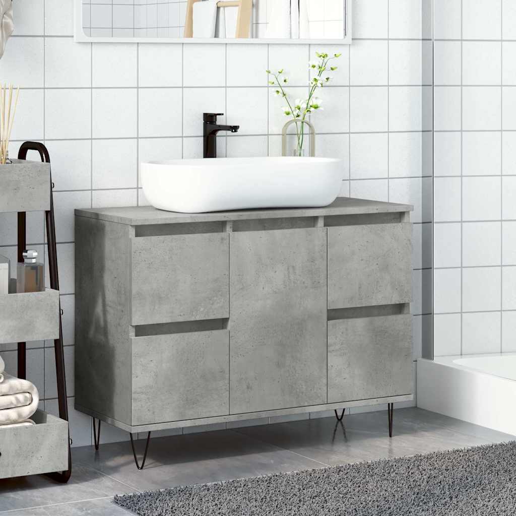 Concrete Grey Bathroom Cabinet, 80x33x60 cm, Engineered Wood