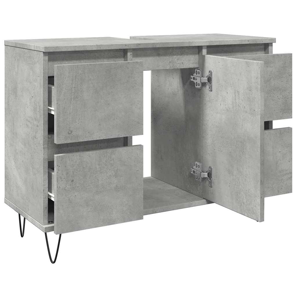 Concrete Grey Bathroom Cabinet, 80x33x60 cm, Engineered Wood