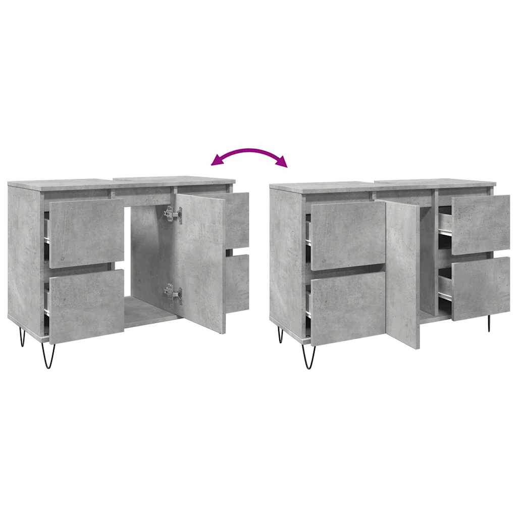 Concrete Grey Bathroom Cabinet, 80x33x60 cm, Engineered Wood