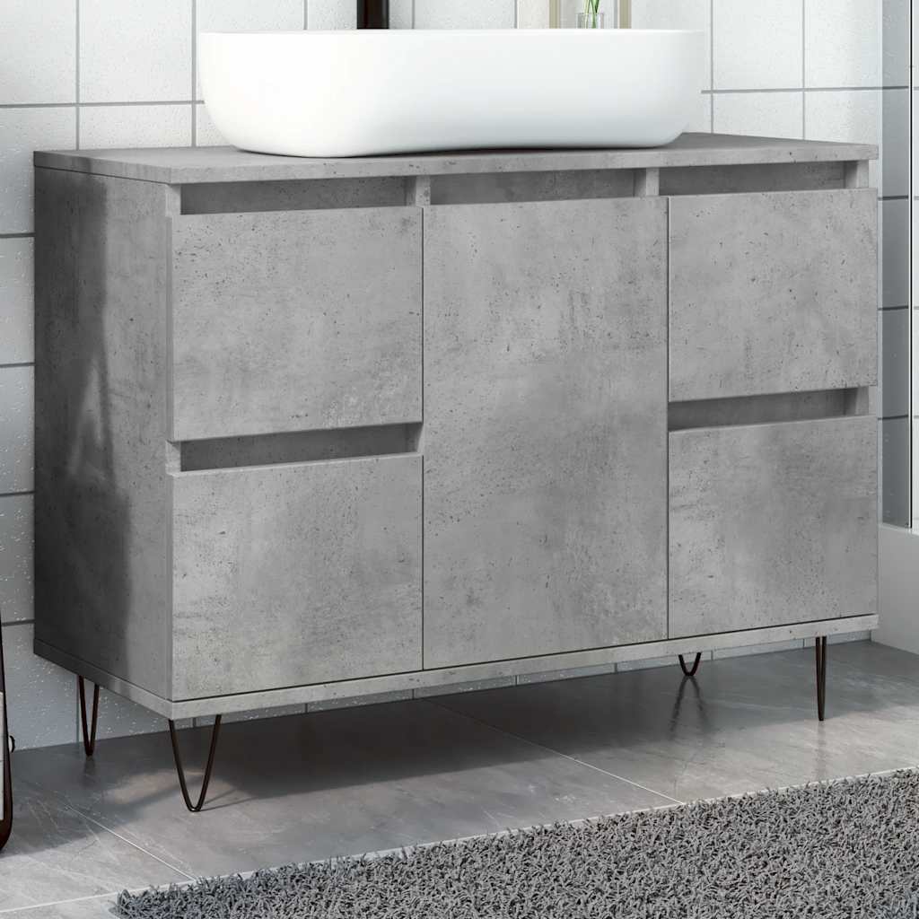 Concrete Grey Bathroom Cabinet, 80x33x60 cm, Engineered Wood