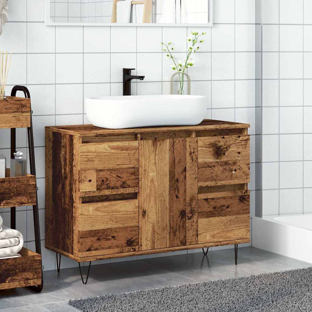 Rustic Bathroom Cabinet, Old Wood, 80x33x60 cm, Engineered Wood