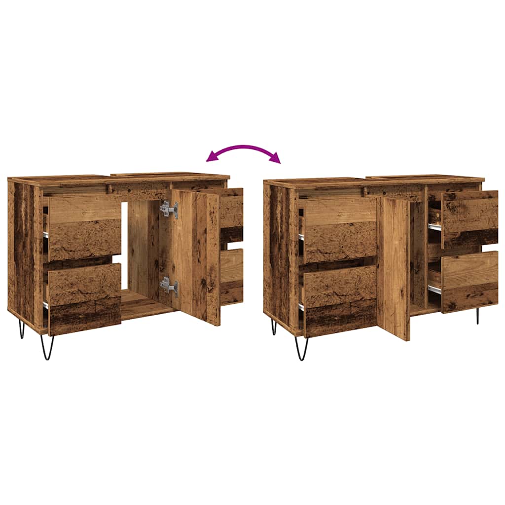 Rustic Bathroom Cabinet, Old Wood, 80x33x60 cm, Engineered Wood