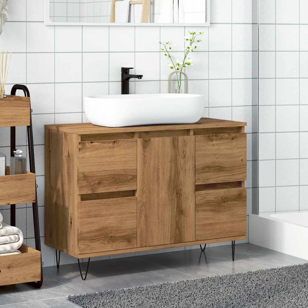 Bathroom Cabinet Artisan Oak 80x33x60 cm Engineered Wood