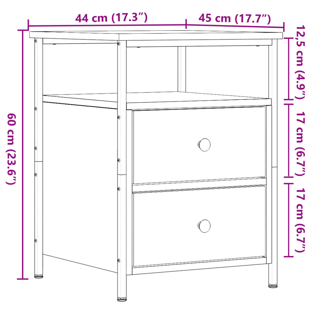 Bedside Cabinets 2 pcs Artisan Oak 44x45x60 cm Engineered Wood