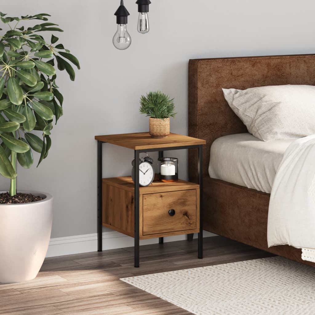 Bedside Cabinet Artisan Oak 34x36x50 cm Engineered Wood