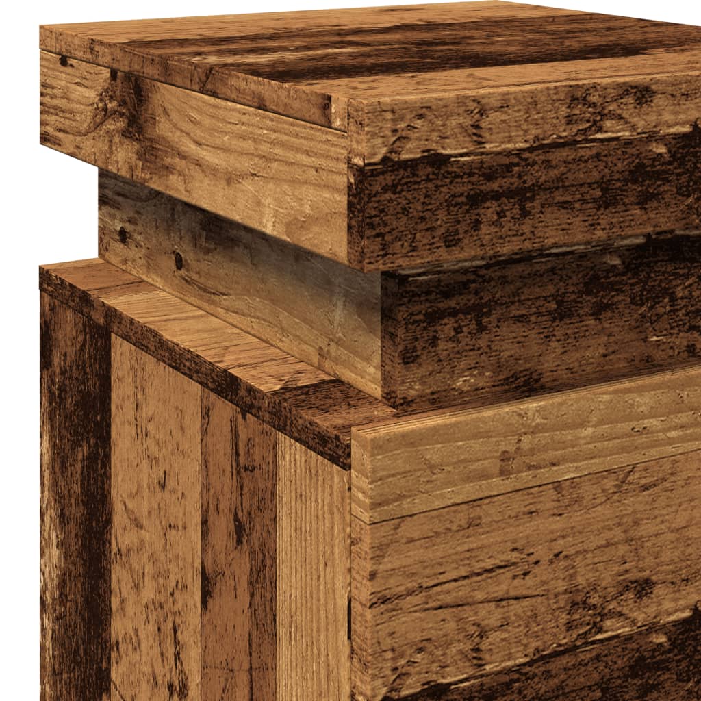 Bedside Cabinets with LED 2 pcs Old Wood 35x39x55 cm Engineered Wood