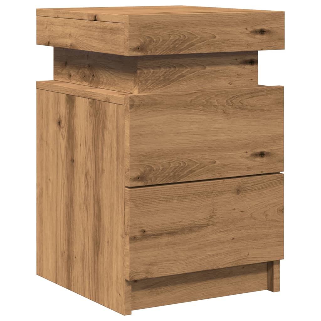 Bedside Cabinet with LED Artisian Oak 35x39x55 cm Engineered Wood