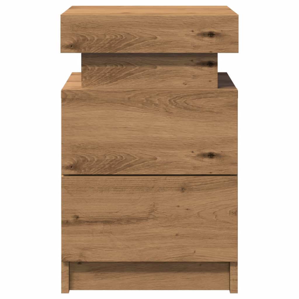 Bedside Cabinet with LED Artisian Oak 35x39x55 cm Engineered Wood