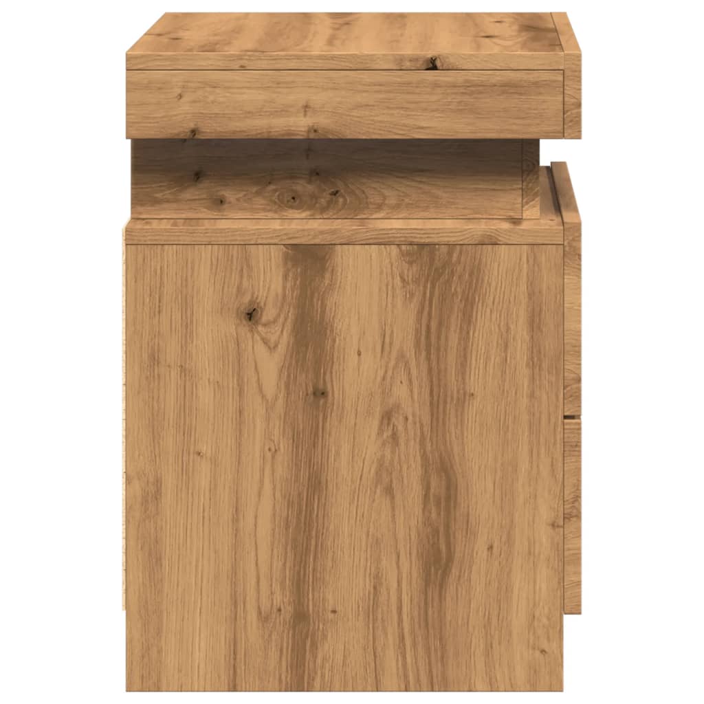 Bedside Cabinet with LED Artisian Oak 35x39x55 cm Engineered Wood