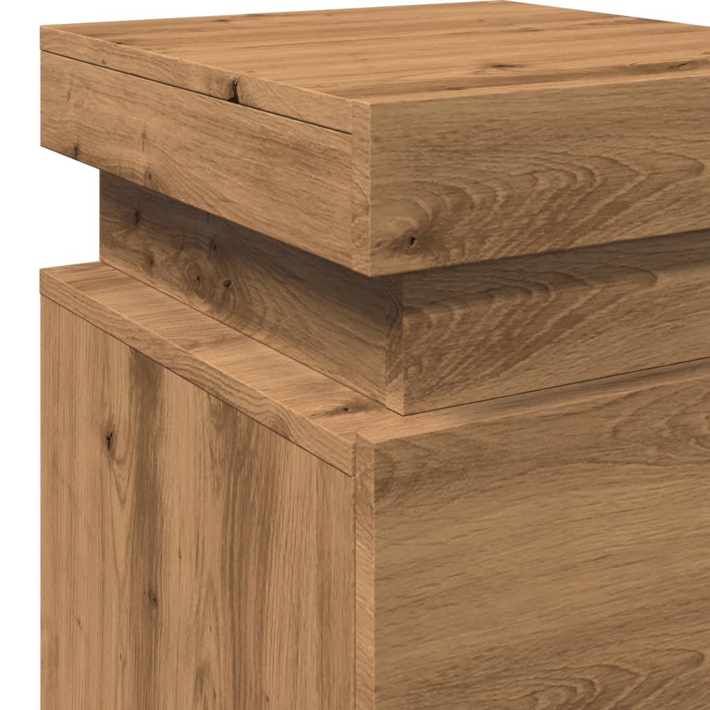 Bedside Cabinet with LED Artisian Oak 35x39x55 cm Engineered Wood