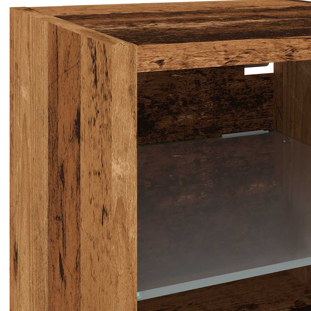 TV Wall Cabinets with LED Lights 2 pcs Old Wood 30x28.5x30 cm