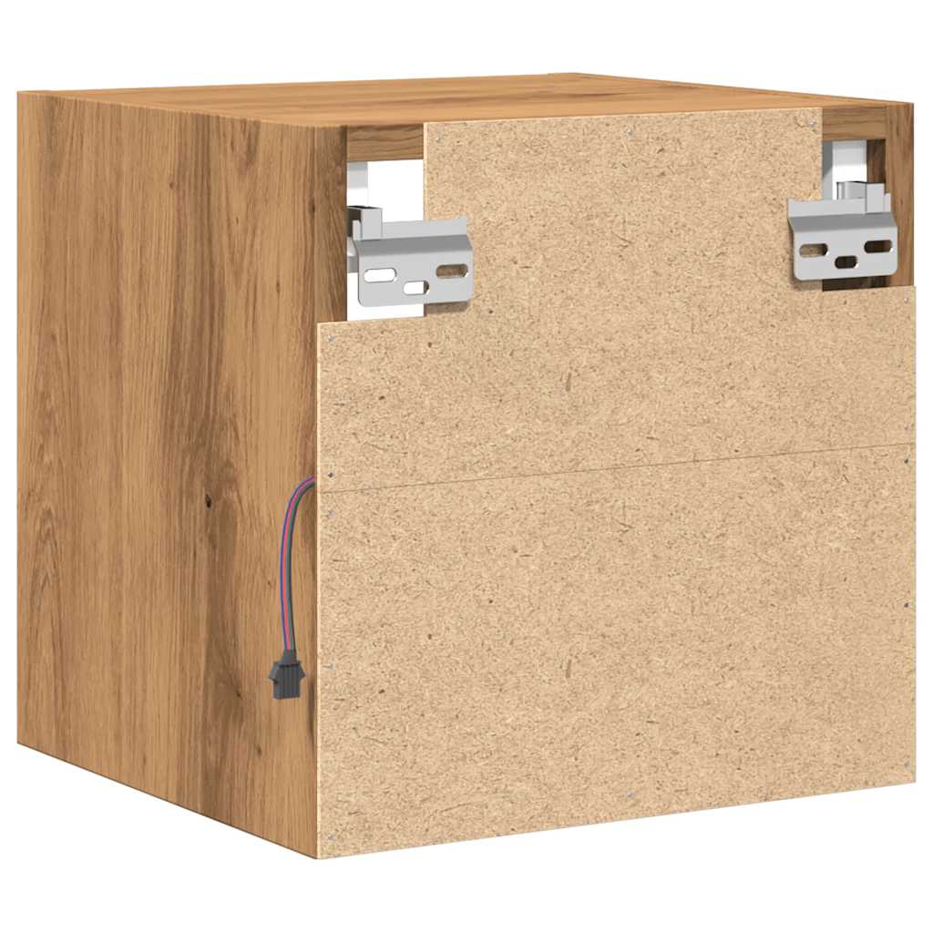 TV Wall Cabinet with LED Lights Artisan Oak 30x28.5x30 cm
