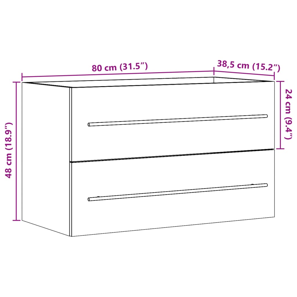 Oak Engineered Wood Sink Cabinet, Artisan Finish, 80x38.5x48 cm