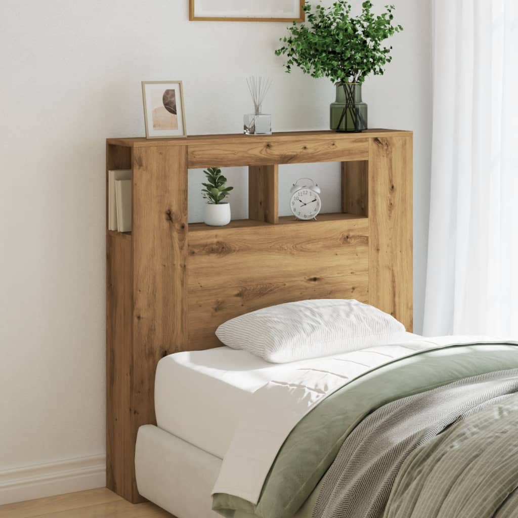 Artisan Oak LED Headboard, 100x18.5x103.5cm, Engineered Wood
