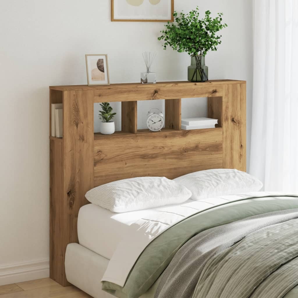 LED Headboard in Artisan Oak, 120x18.5x103.5 cm, Engineered Wood