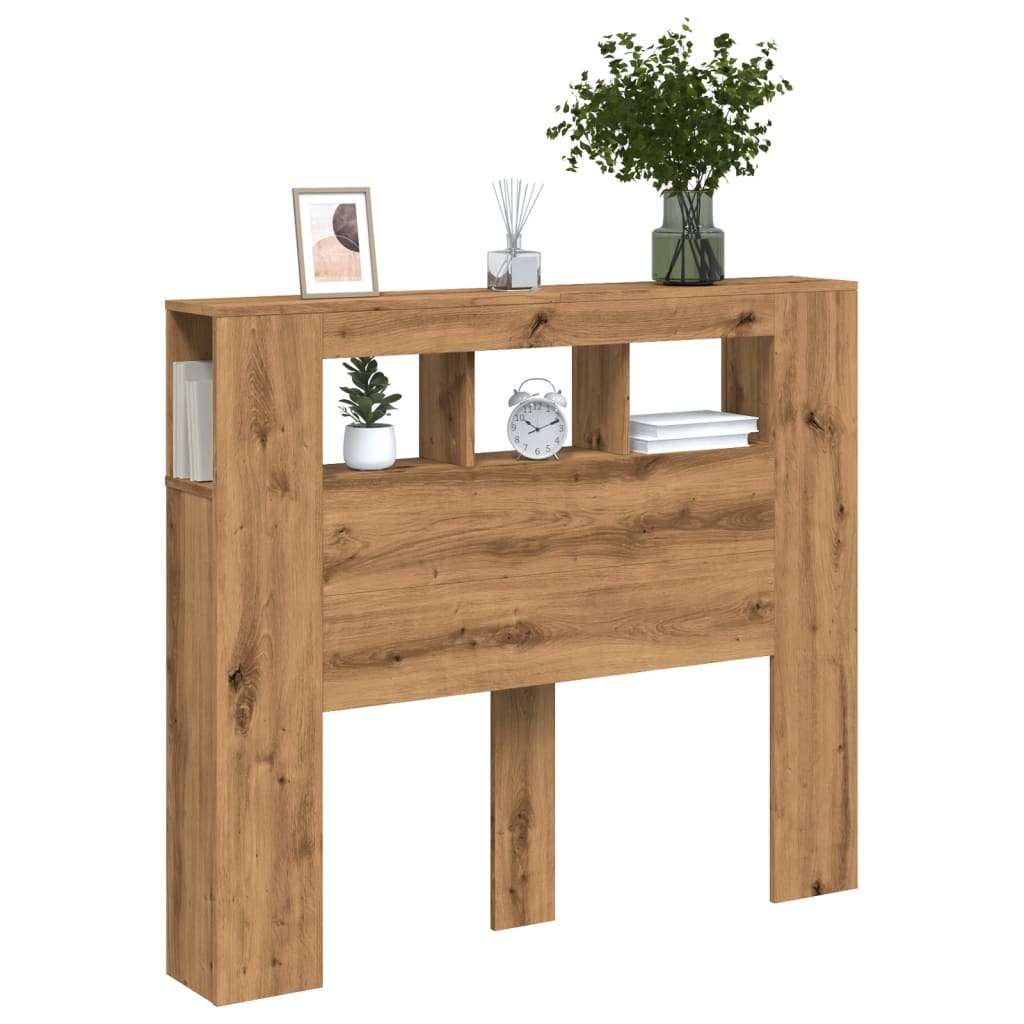 LED Headboard in Artisan Oak, 120x18.5x103.5 cm, Engineered Wood