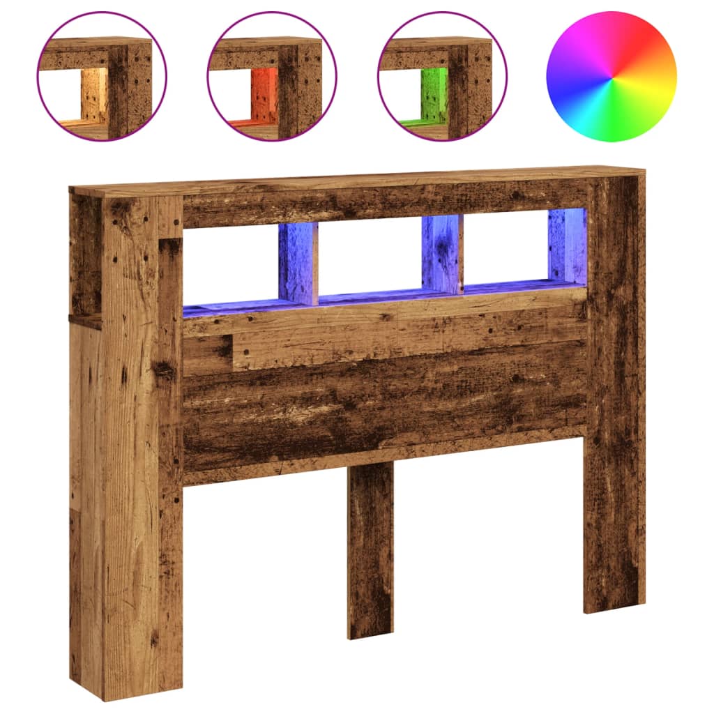 Rustic LED Headboard 140x18.5x103.5 cm - Engineered Wood Finish