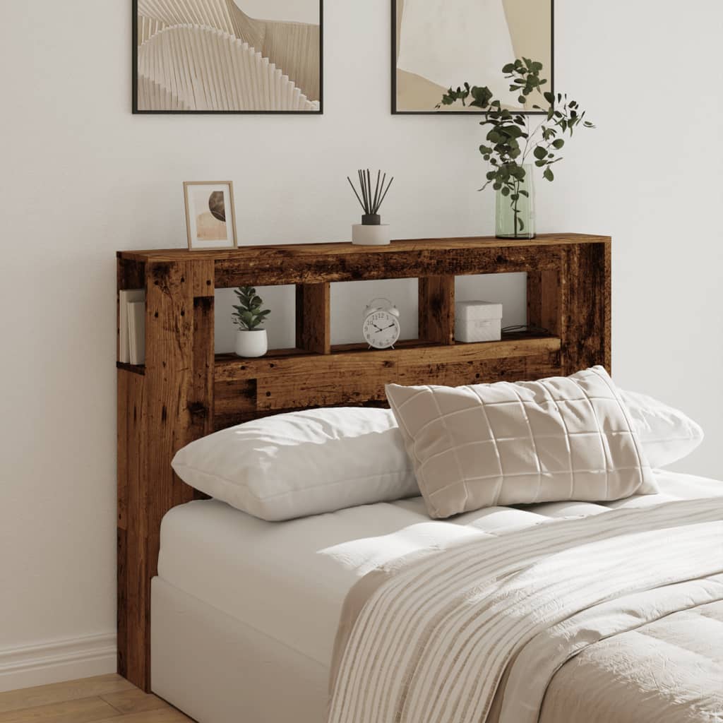 Rustic LED Headboard 140x18.5x103.5 cm - Engineered Wood Finish