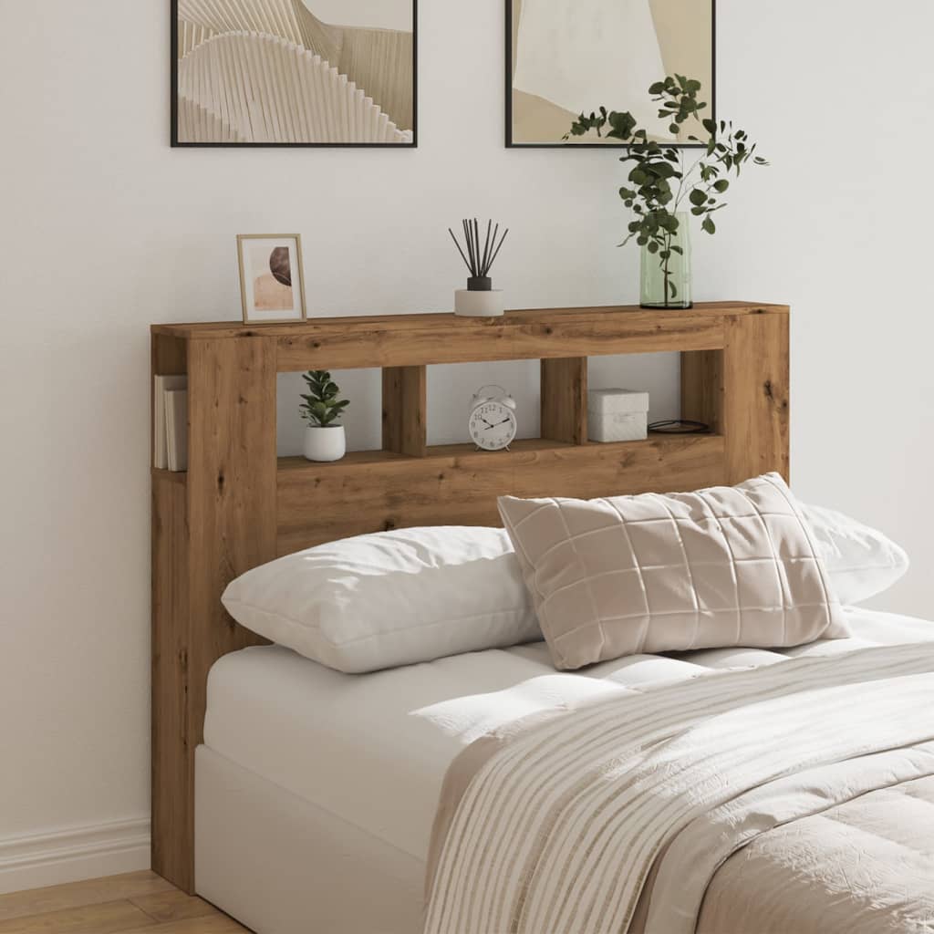 Artisan Oak LED Headboard 140cm - Stylish Engineered Wood Design