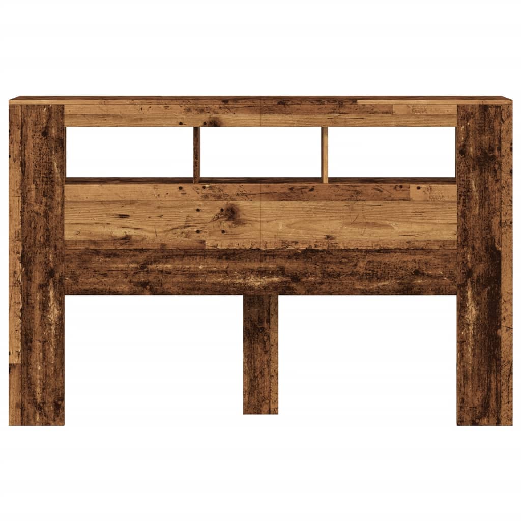 Rustic LED Headboard in Aged Wood - 160x18.5x103.5 cm Durable Design