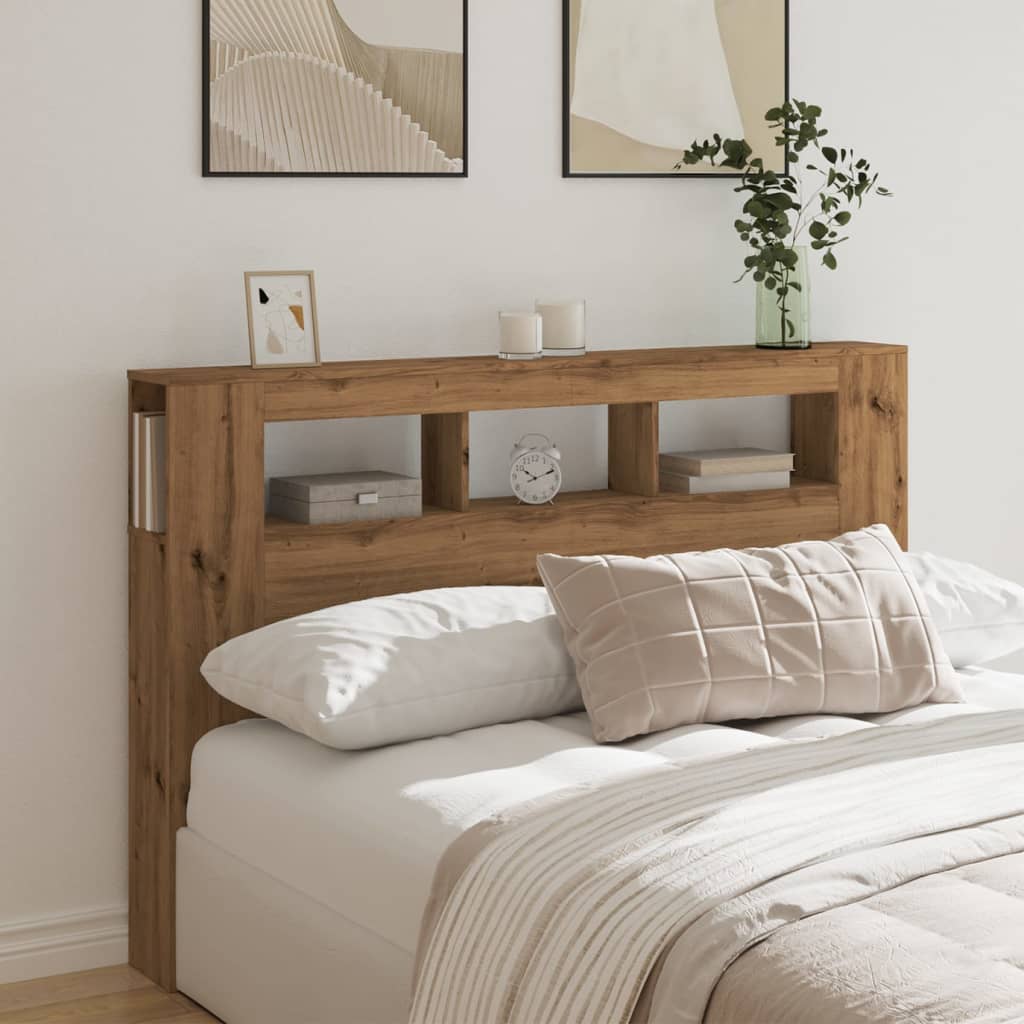 LED Headboard in Artisan Oak - 160x18.5x103.5 cm Engineered Wood