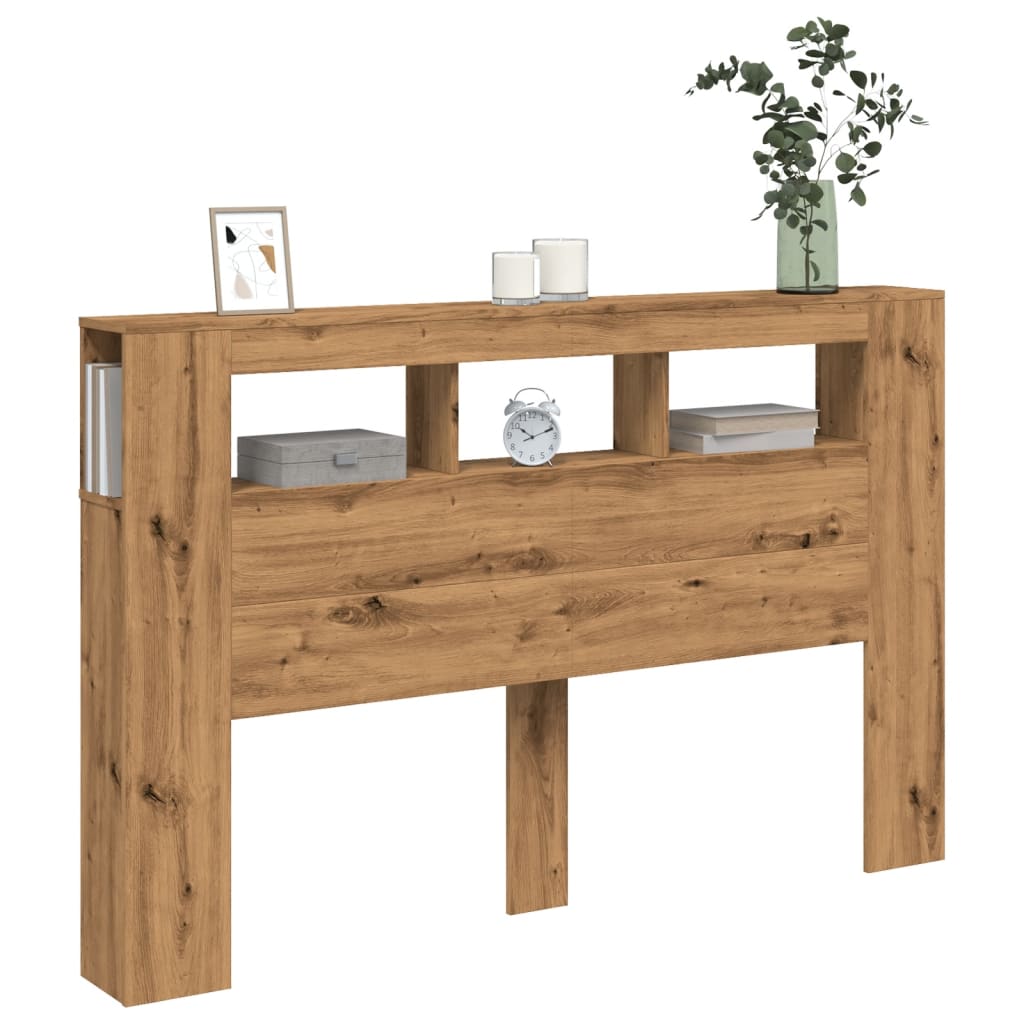 LED Headboard in Artisan Oak - 160x18.5x103.5 cm Engineered Wood